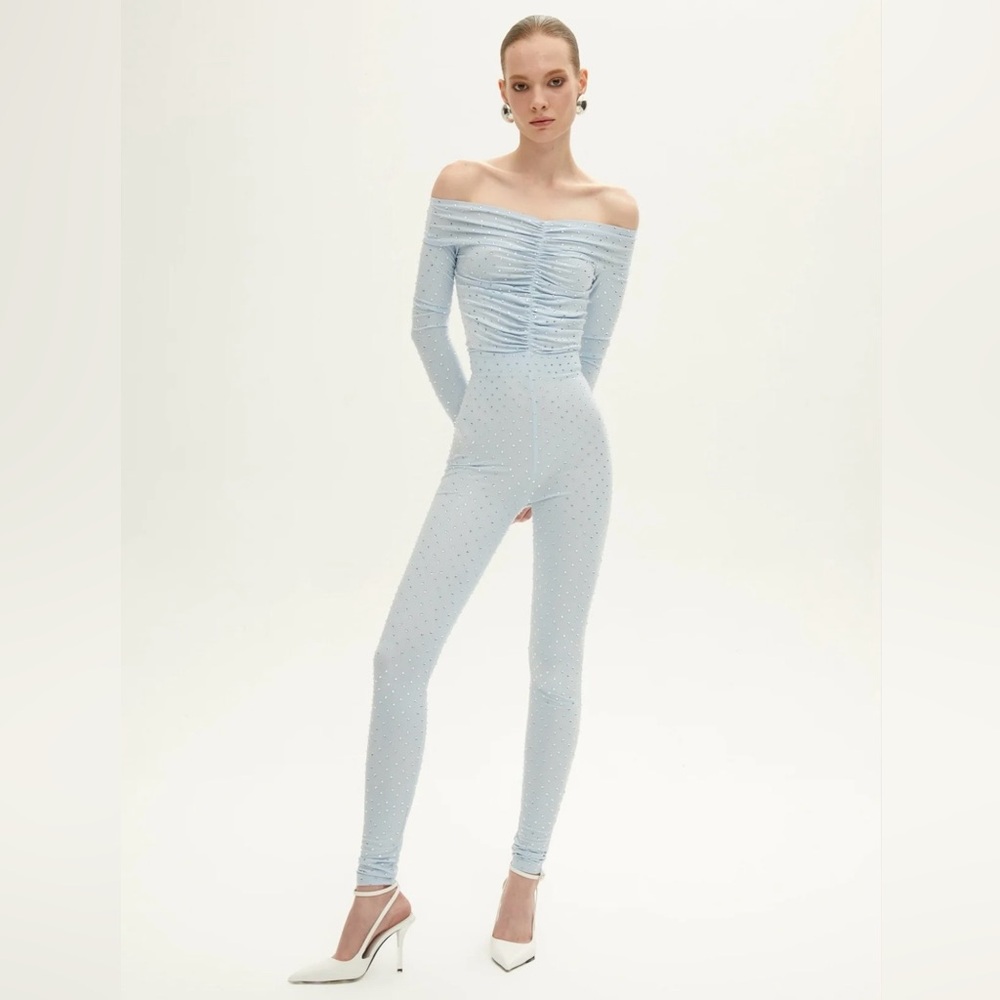 The New Arrivals By Ilkyaz Ozel Barbara Jumpsuit L’Aqua Brilliant Rhinestone